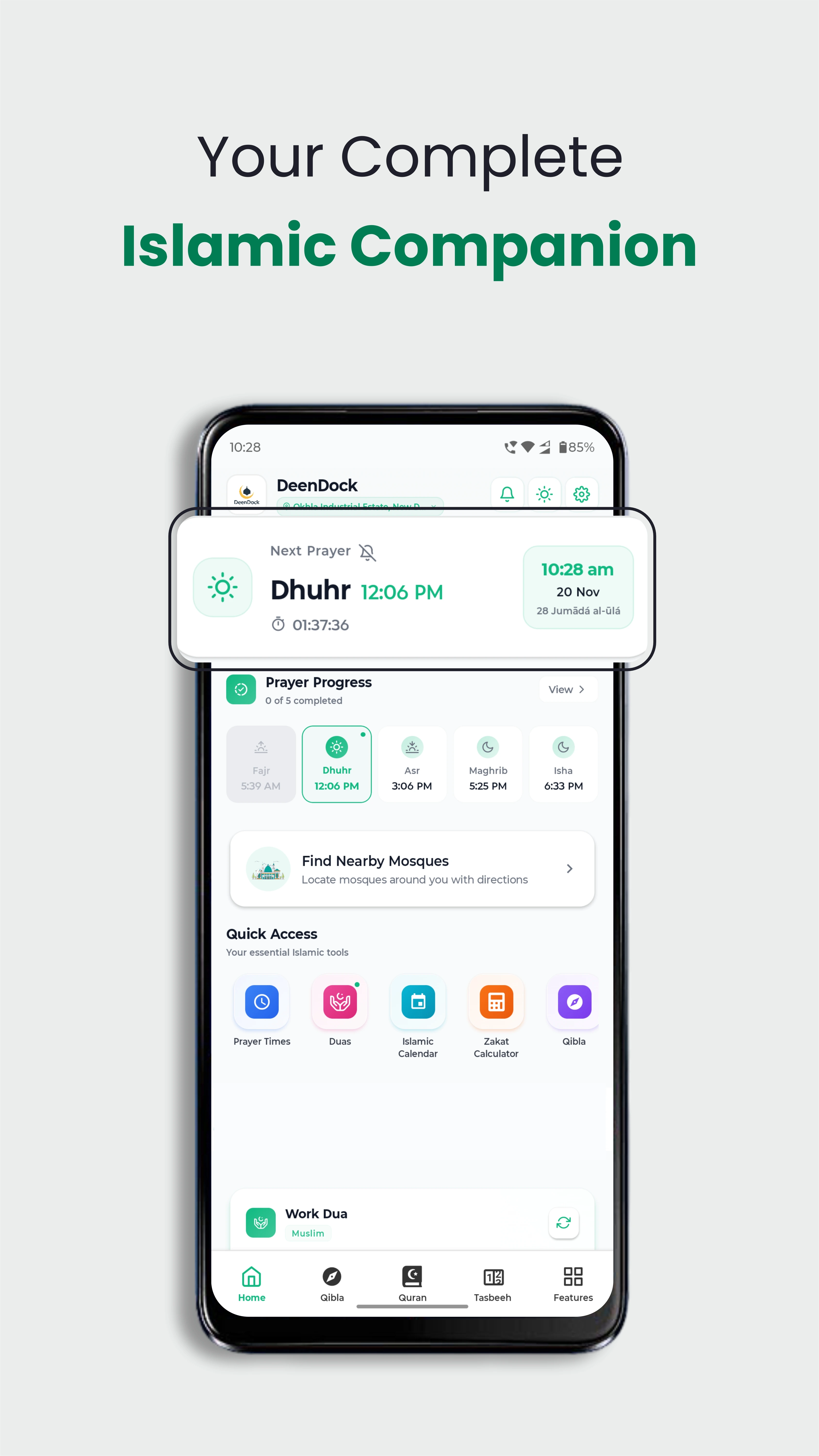 Deendock App - Prayer Times & Quran